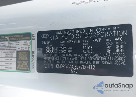 2020 Kia Sportage S from USA, damaged, VIN KNDP6CAC3L7760412